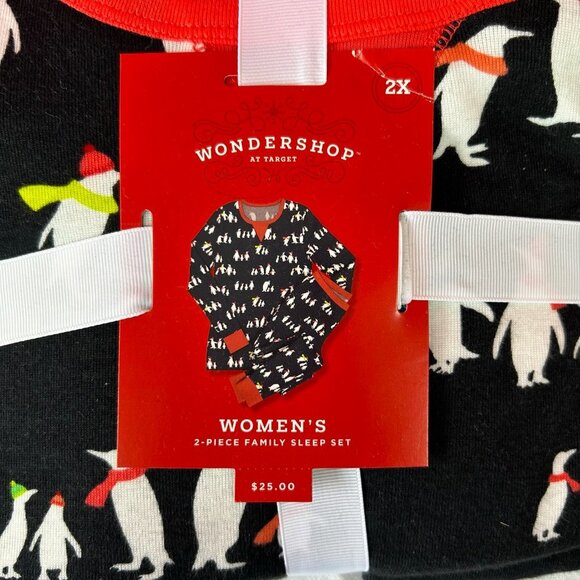 NWT Black Women's Holiday Penguins Print Pajama Set - Wondershop - Picture 2 of 6